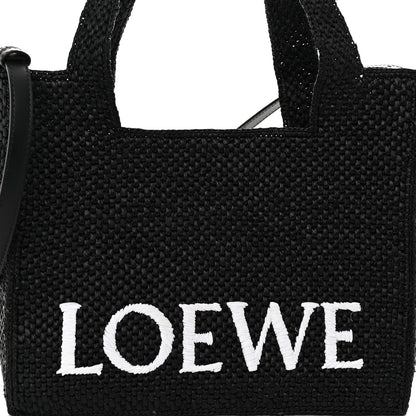 Loewe Raffia Medium Paula's Ibiza Logo Tote Black White 7 of 10