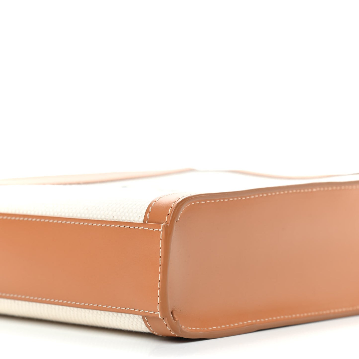 Canvas Calfskin Mini Vertical Cabas Natural Tan
