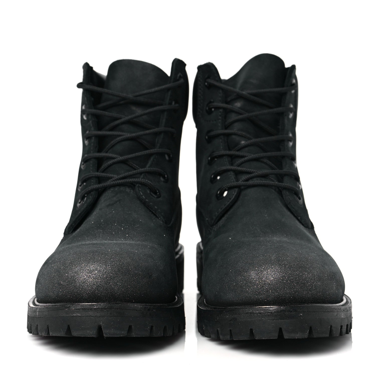 Jimmy Choo X TIMBERLAND Nubuck Glitter Womens Ankle Boots 8.5 Black Gunmetal 2 of 7
