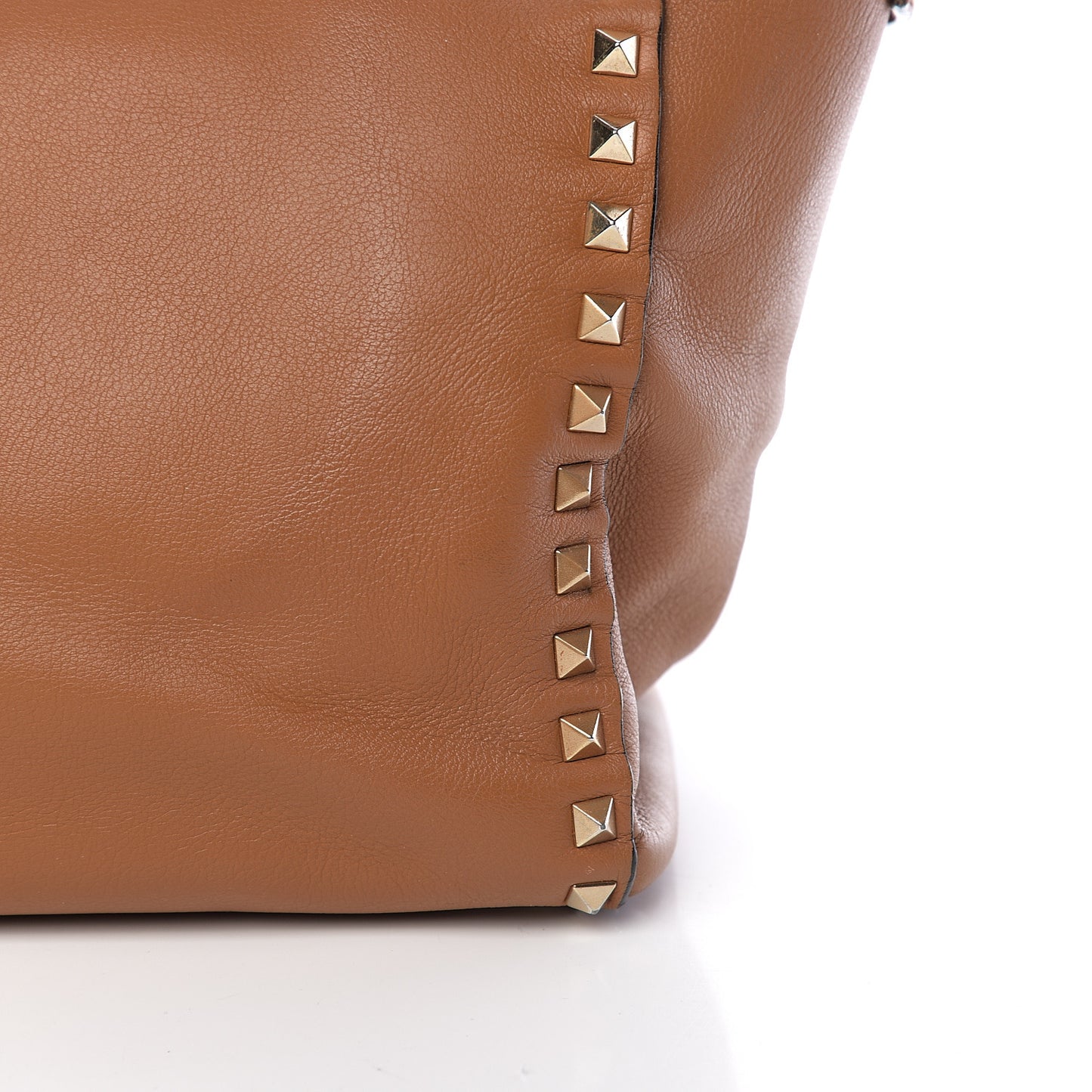 Calfskin Rockstud Double Handle Tote Light Cuir