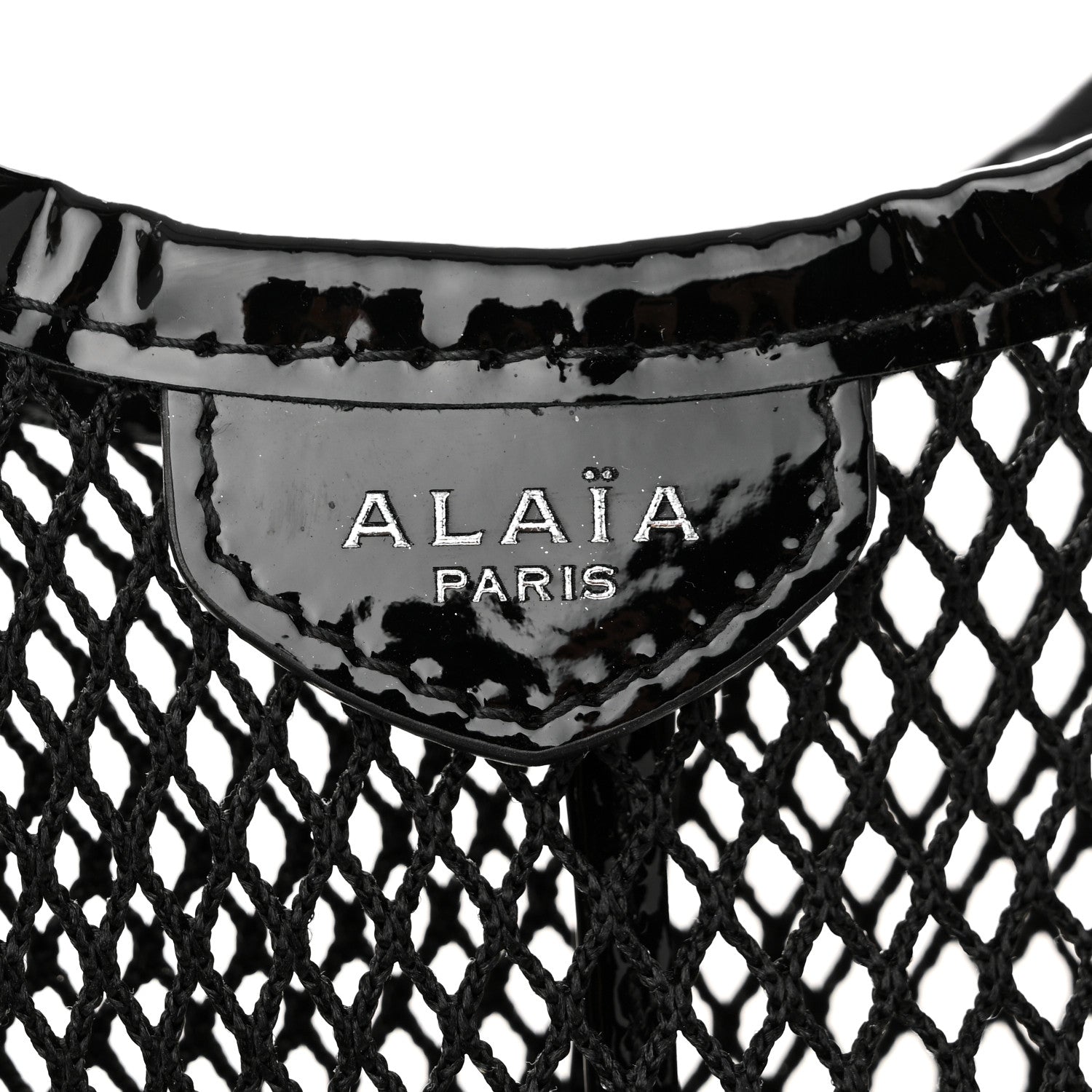 Alaia Fishnet Patent Calfskin Medium One Piece Bag Black 7 of 10