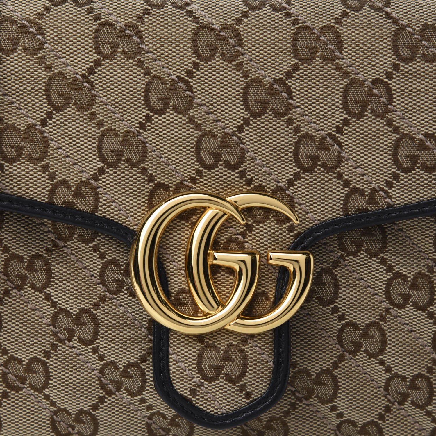 Gucci Monogram Azalea Calfskin Matelasse Diagonal Mini GG Marmont Top Handle Shoulder Bag Beige Ebony Black 10 of 11
