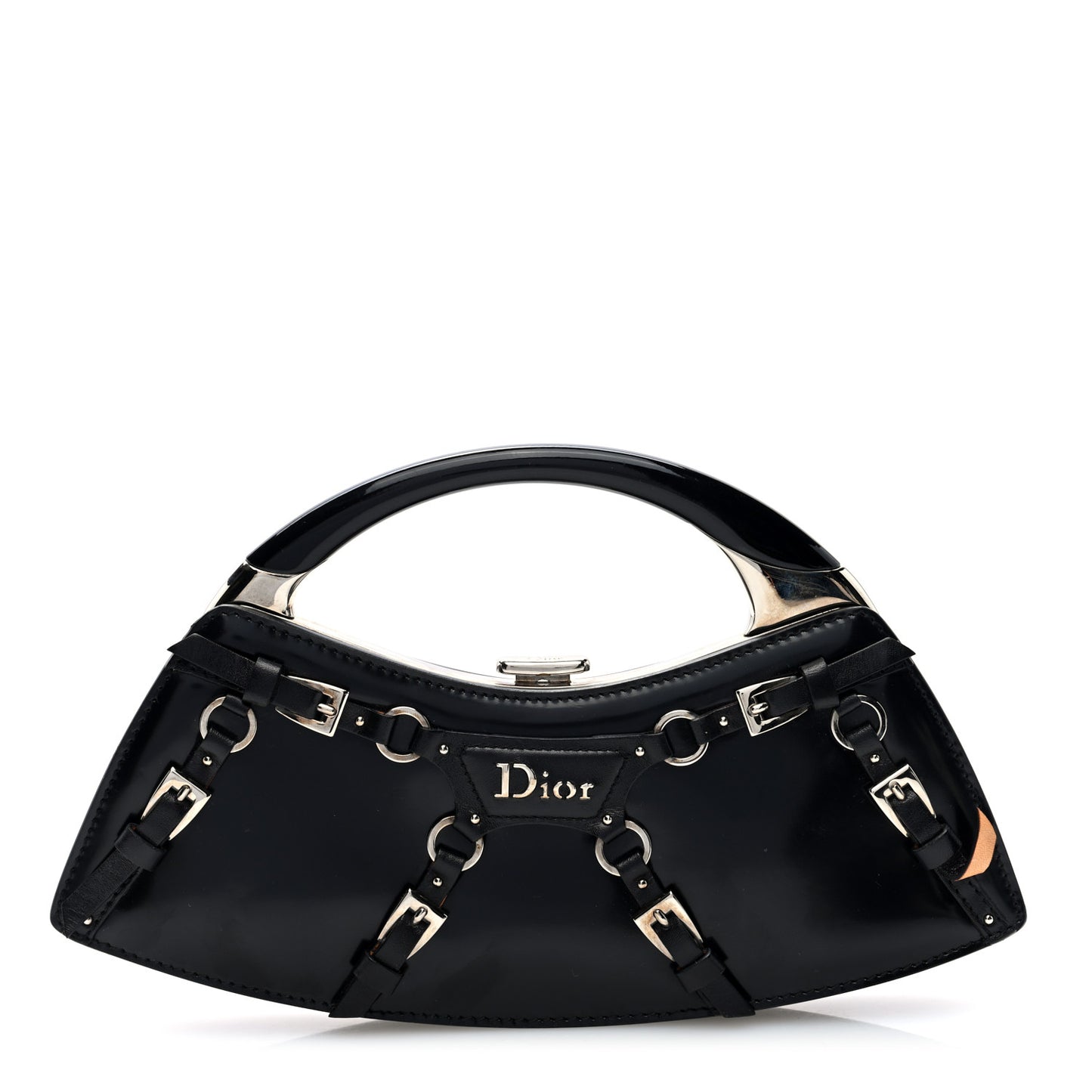 Glazed Calfskin Bondage Clutch Black