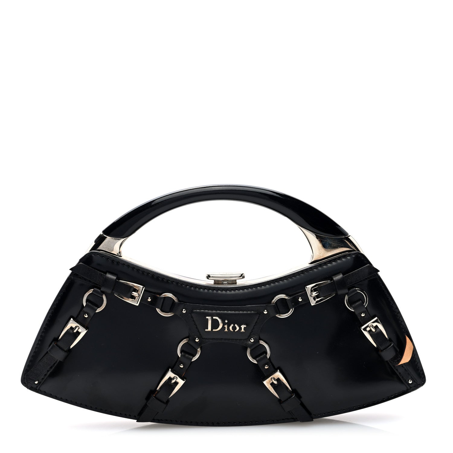 Christian Dior Glazed Calfskin Bondage Clutch Black 1 of 10
