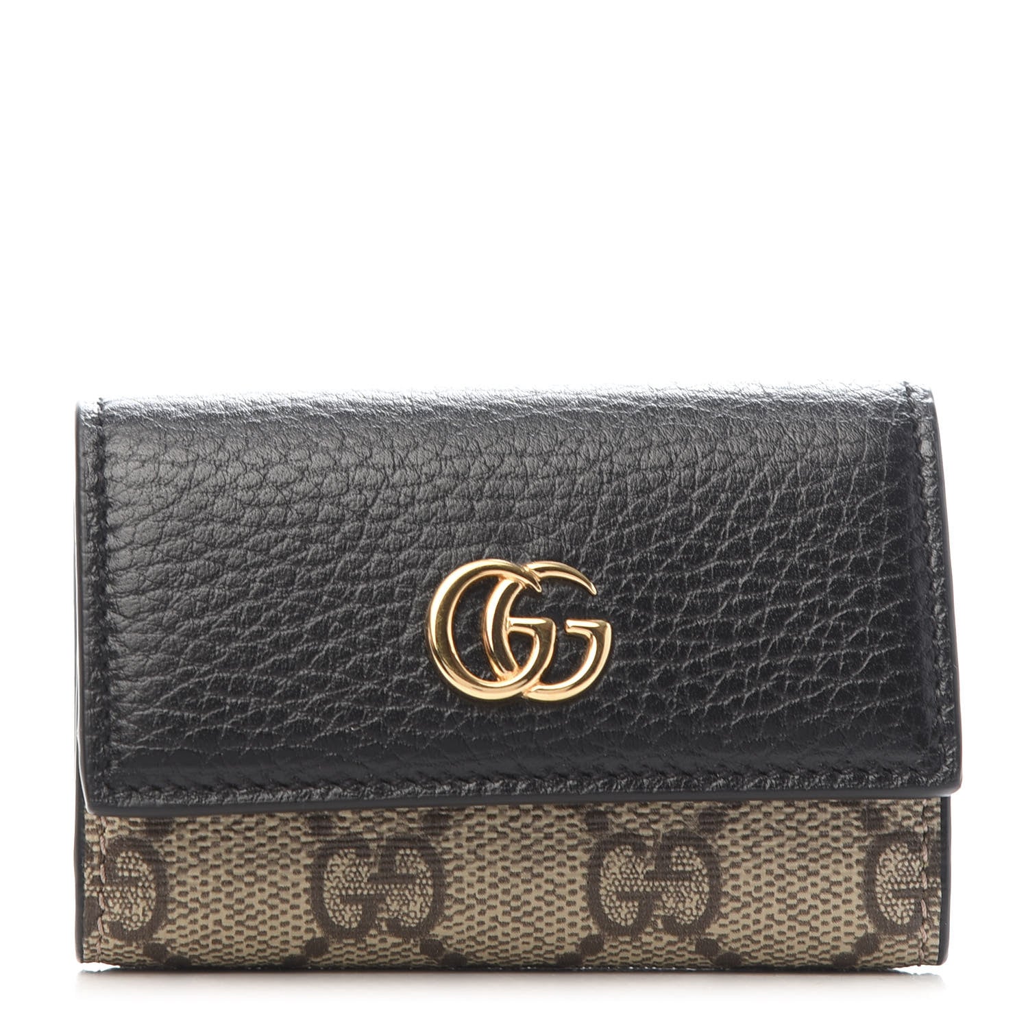 Gucci Dollar Calfskin GG Supreme Monogram GG Marmont 6 Key Holder Case Black Beige Ebony 1 of 8
