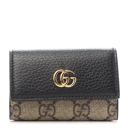 Gucci Dollar Calfskin GG Supreme Monogram GG Marmont 6 Key Holder Case Black Beige Ebony 1 of 8