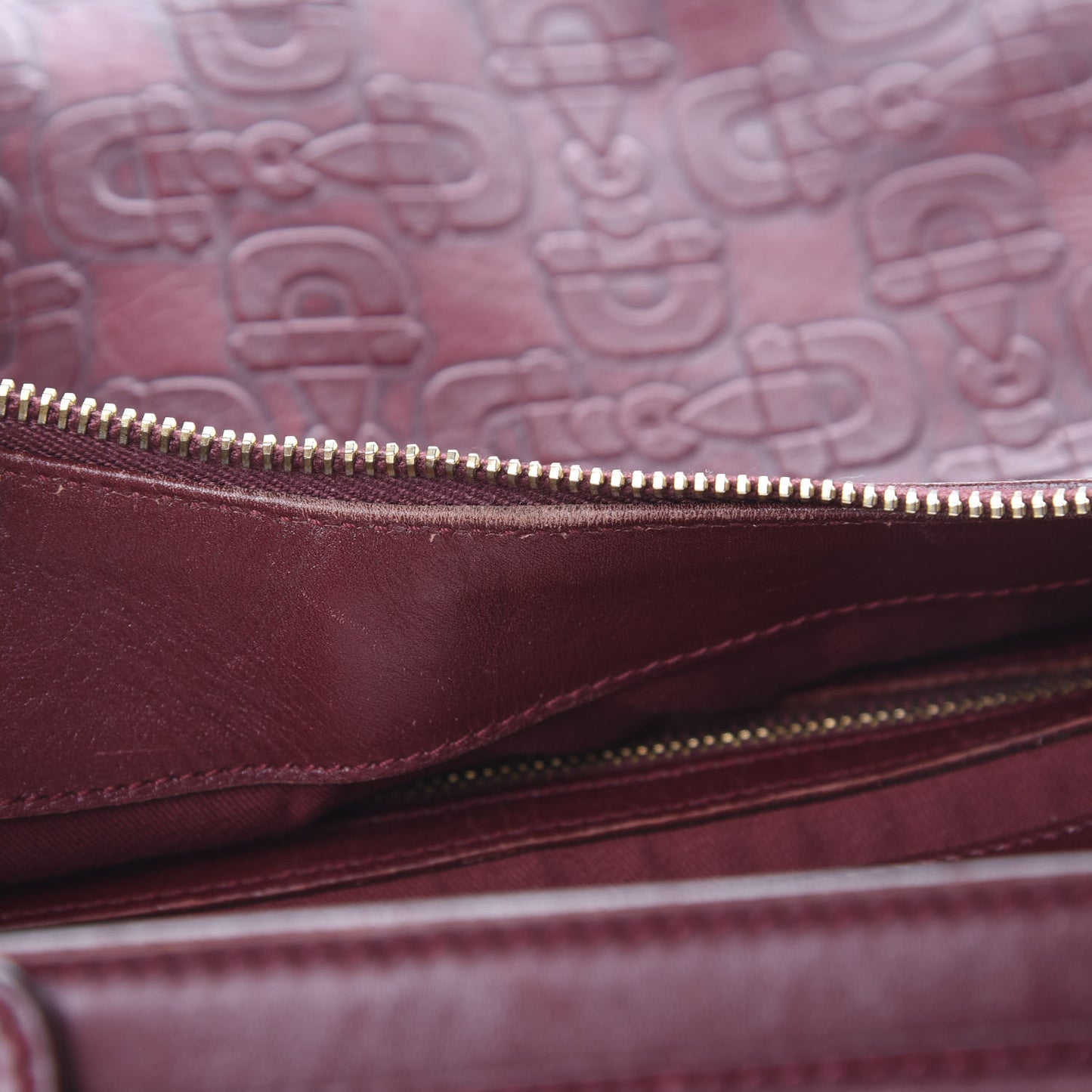 Calfskin Horsebit Bamboo Ring Hobo Red