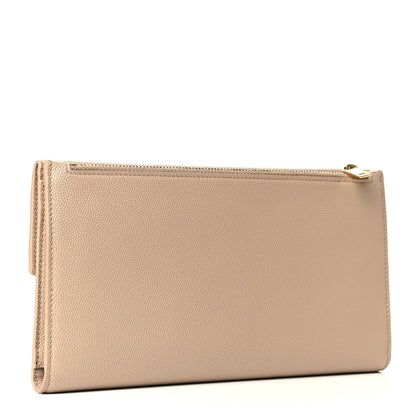 Saint Laurent Grain De Poudre Monogram Uptown Wallet Dark Beige 2 of 7