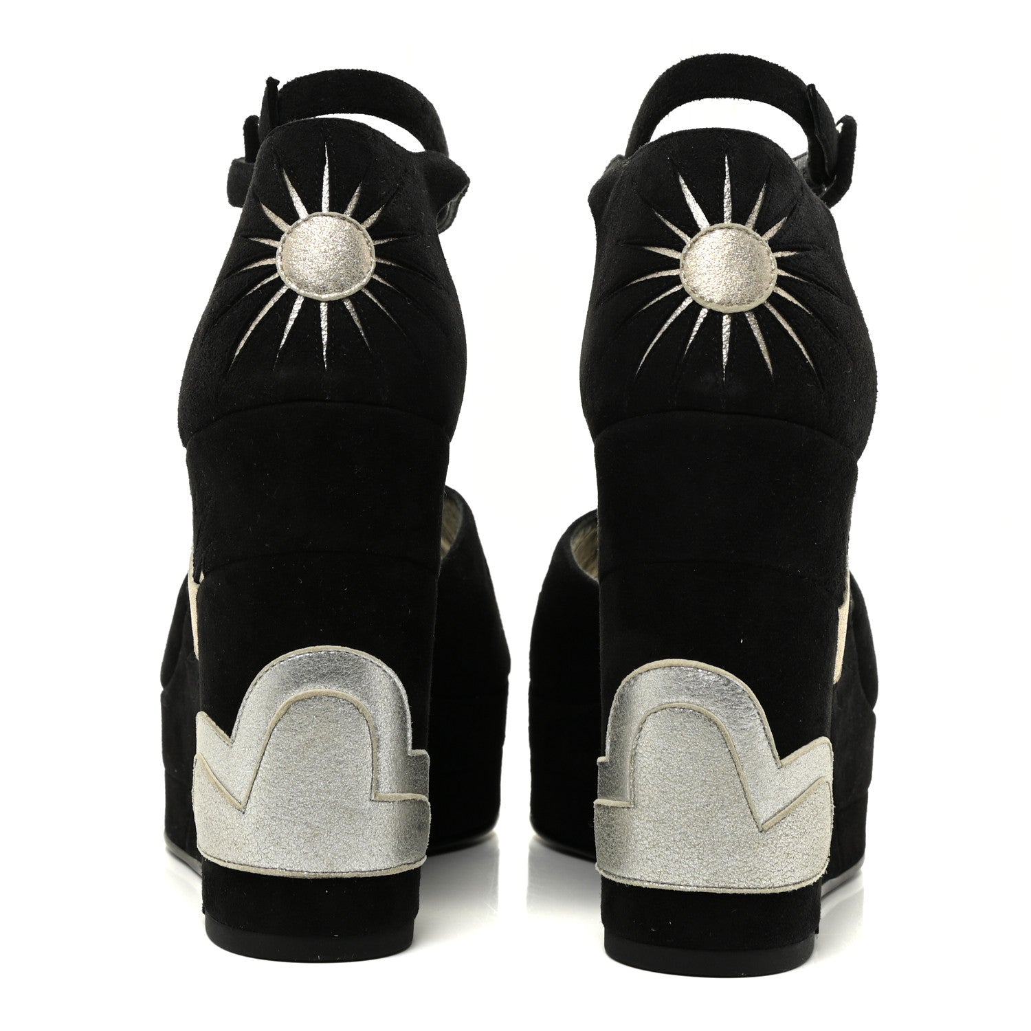 Hermes Suede Goatskin Tournis Wedge Sandals 38 Black 4 of 11