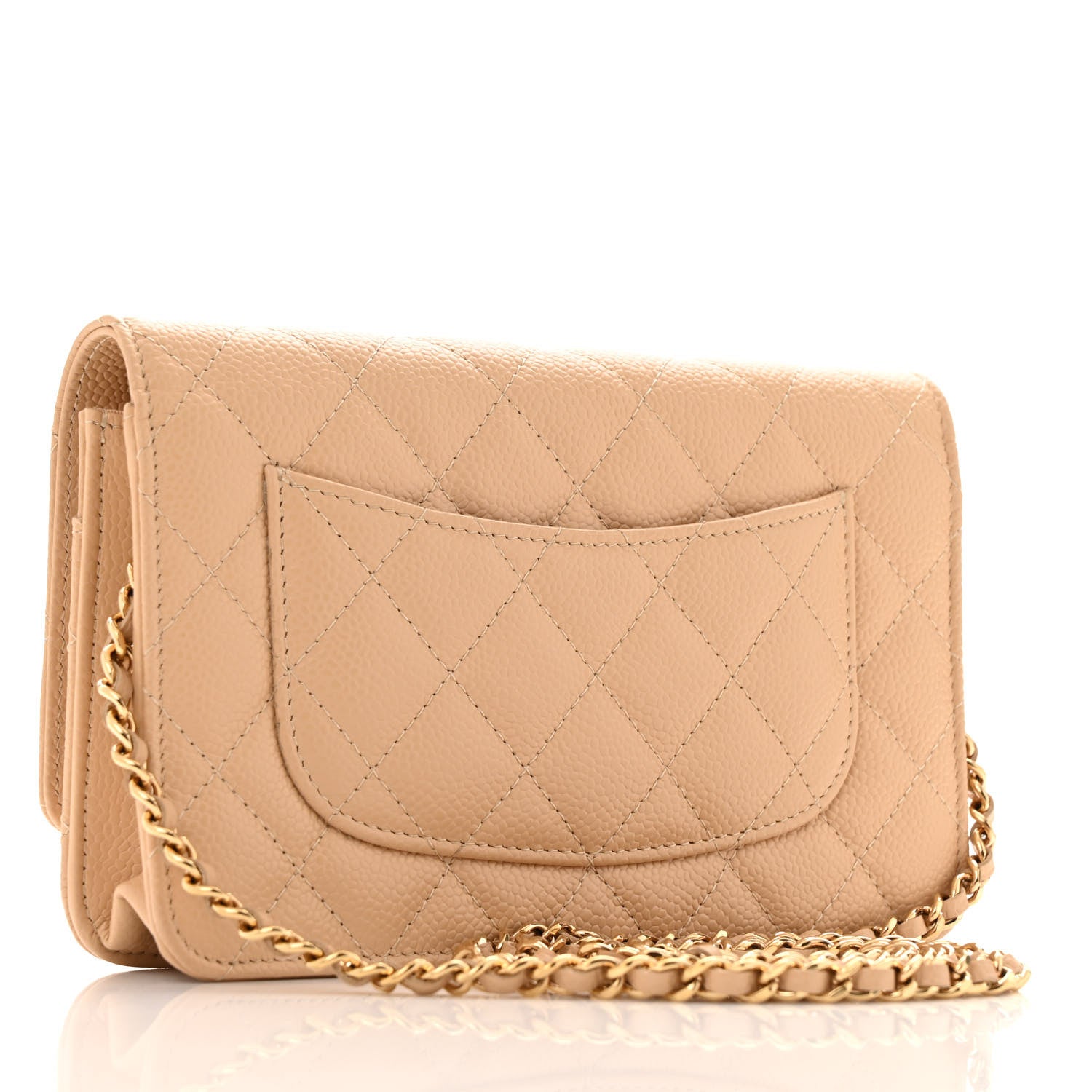 Chanel Caviar Quilted Wallet on Chain WOC Beige 3 of 15