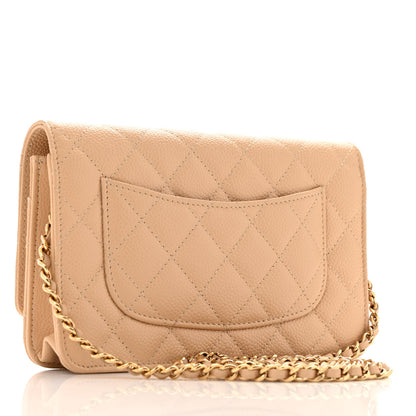 Chanel Caviar Quilted Wallet on Chain WOC Beige 3 of 15