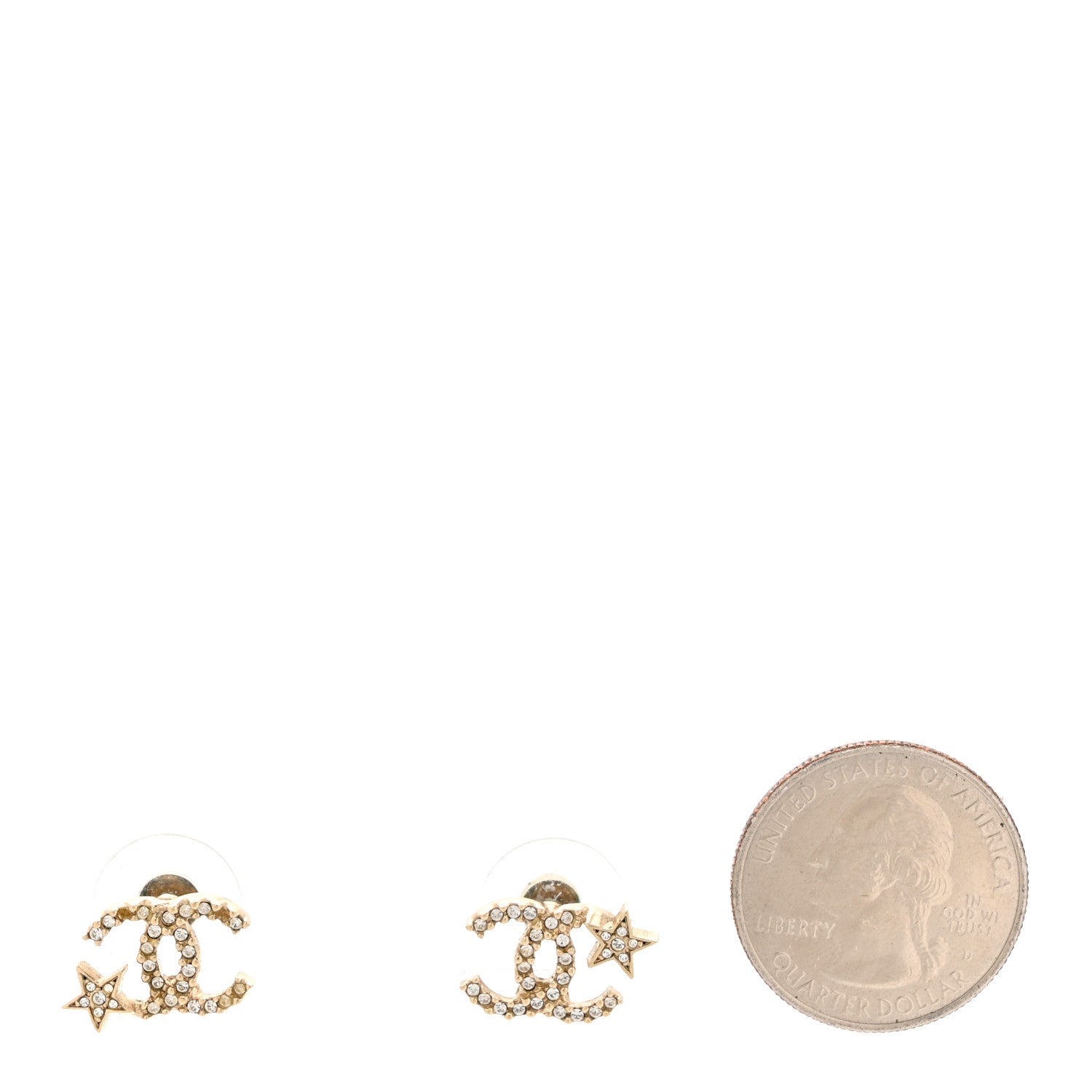 Chanel Crystal CC Starfall Earrings Gold 2 of 5