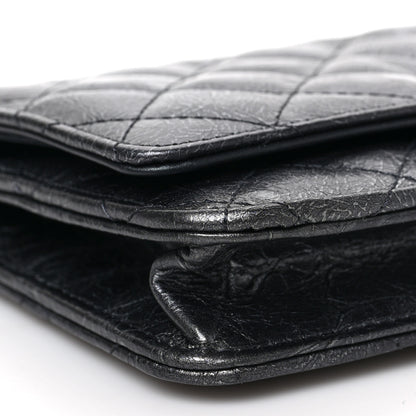 Chanel Metallic Crumpled Calfskin Quilted Reissue Wallet On Chain WOC Charcoal 8 of 9