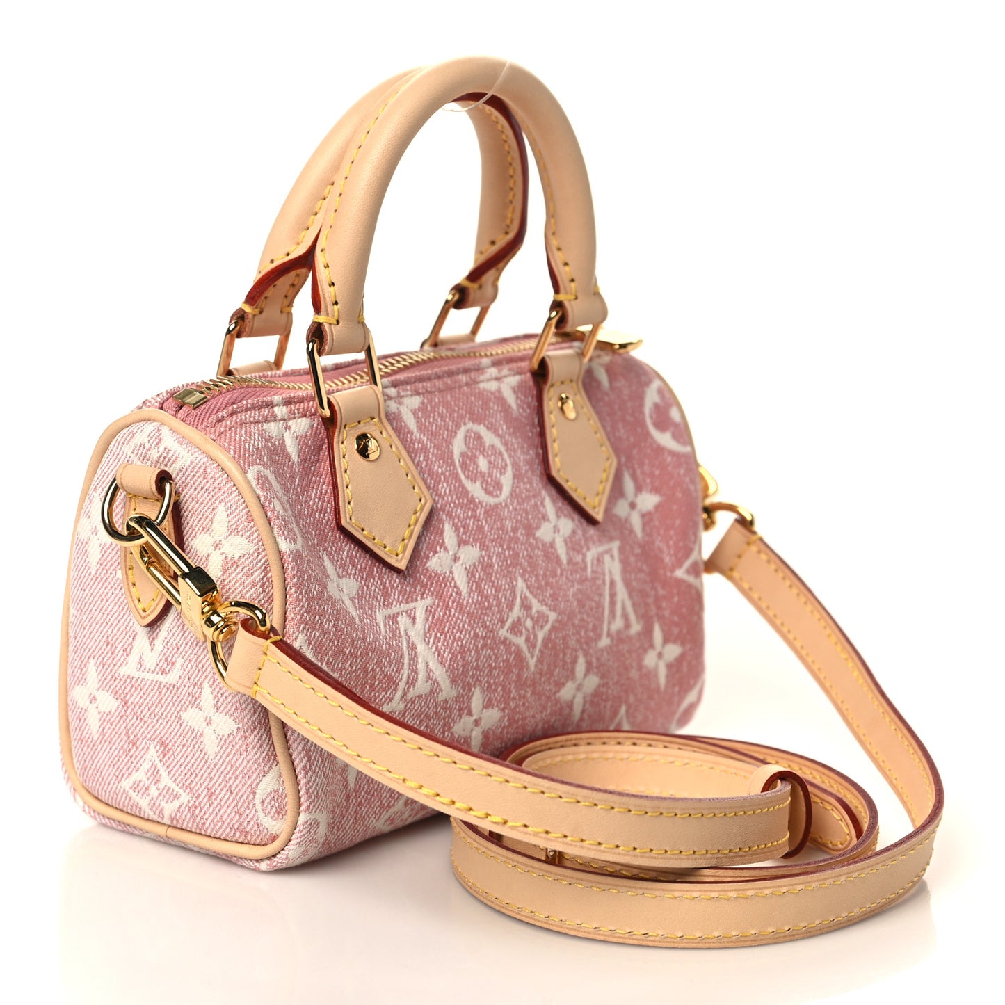 Monogram Jacquard Denim Nano Speedy Bandouliere Pink