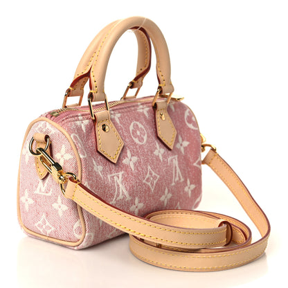 Louis Vuitton Monogram Jacquard Denim Nano Speedy Bandouliere Pink 3 of 8