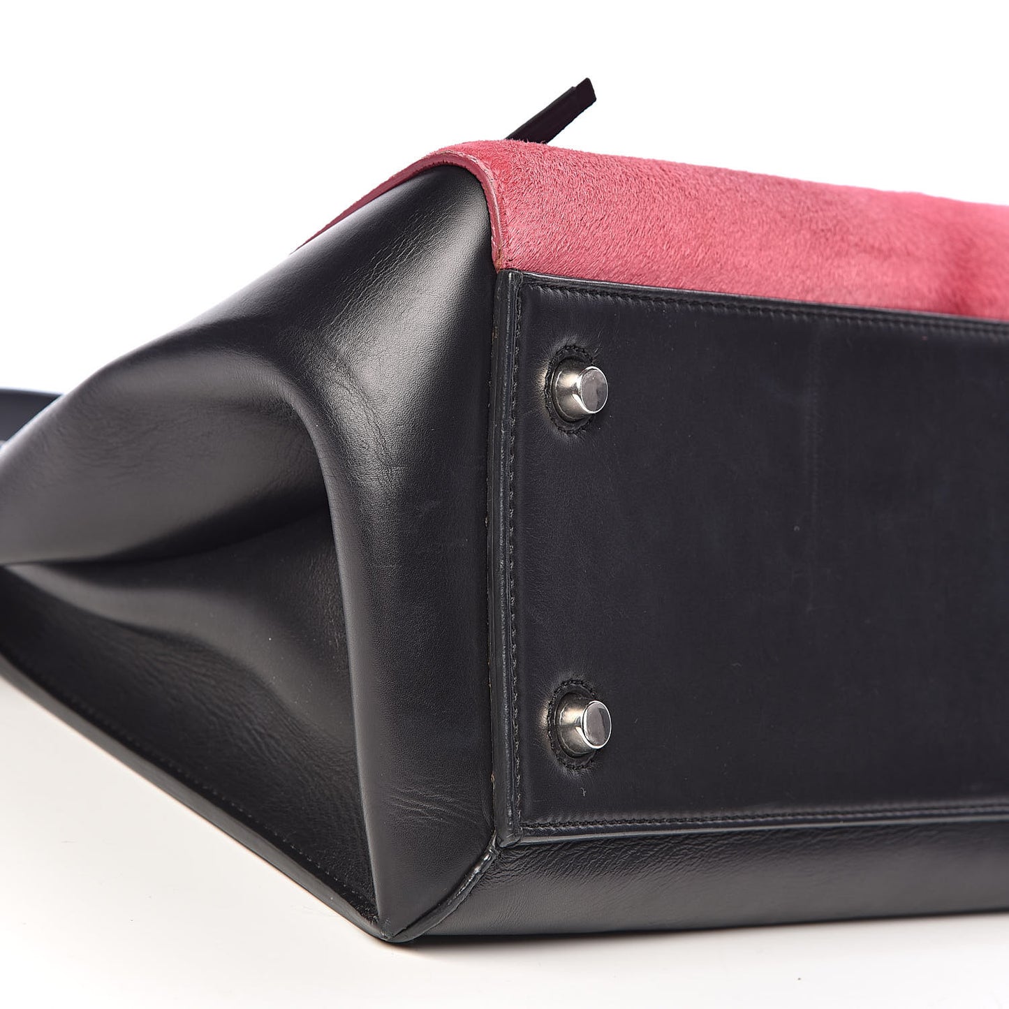 Pony Hair Calfskin Small Tri-Color Edge Shoulder Bag Pink