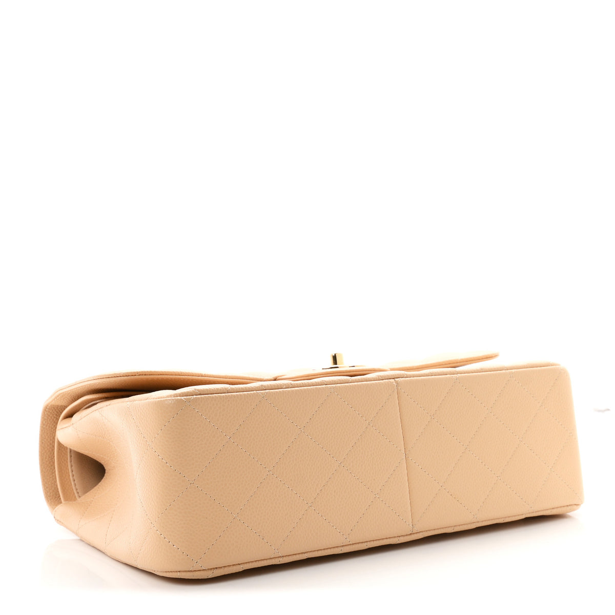 Caviar Quilted Jumbo Double Flap Beige Clair