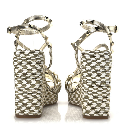 Valentino Garavani Metallic Laminated Nappa Espadrille 25/90mm Slide 40 White Platino 6 of 12