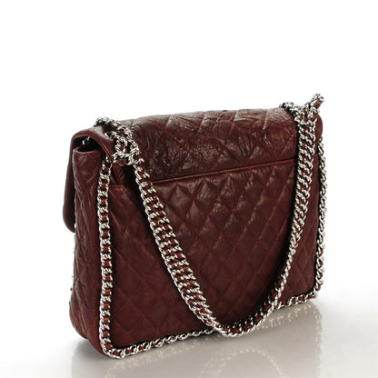 Chanel Washed Lambskin Maxi Chain Around Flap Bag Dark Brown 3 of 7