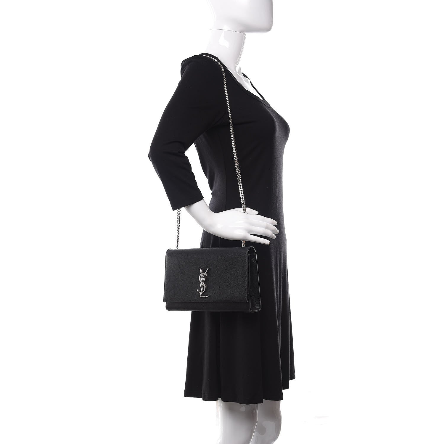 Saint Laurent Grain De Poudre Medium Classic Monogram Kate Satchel Black 2 of 10