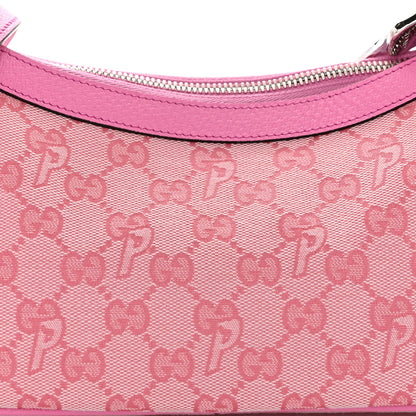 Gucci X PALACE GG Supreme Monogram Palace Textured Dollar Calfskin Shoulder Bag Pink Pale Rose Palace 7 of 9
