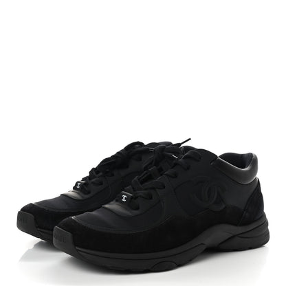 Chanel Toile Suede Calfskin CC Sneakers 39.5 Black 3 of 7