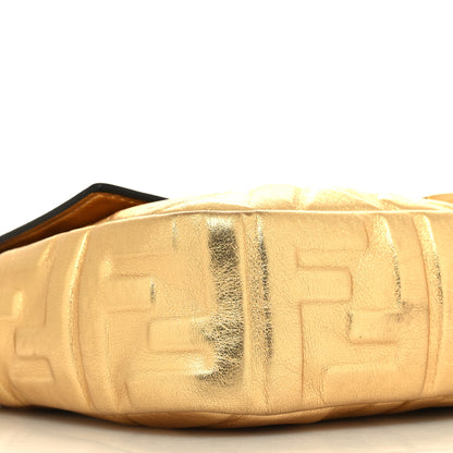 Fendi Vitello Catalan Mirror FF 1974 Embossed Baguette Gold 9 of 11