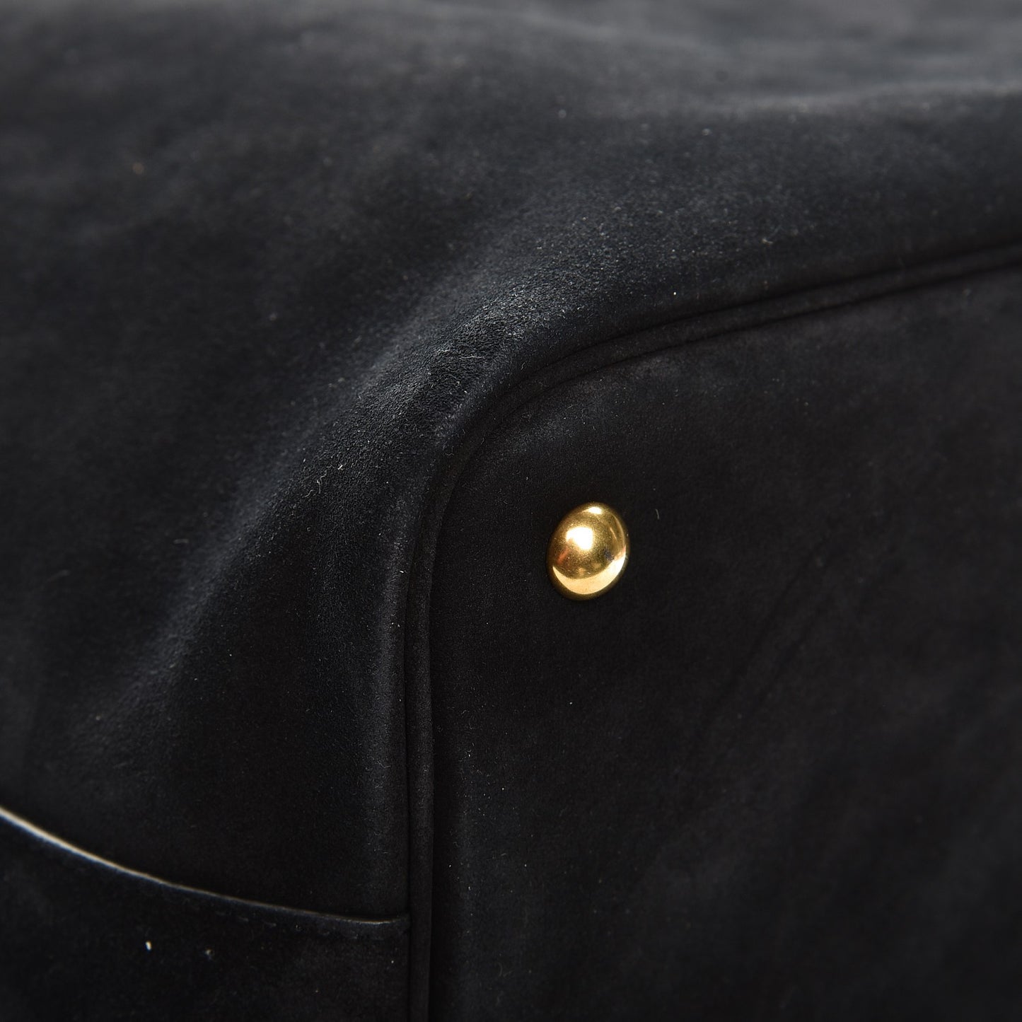 Suede Studded Bucket Bag Black