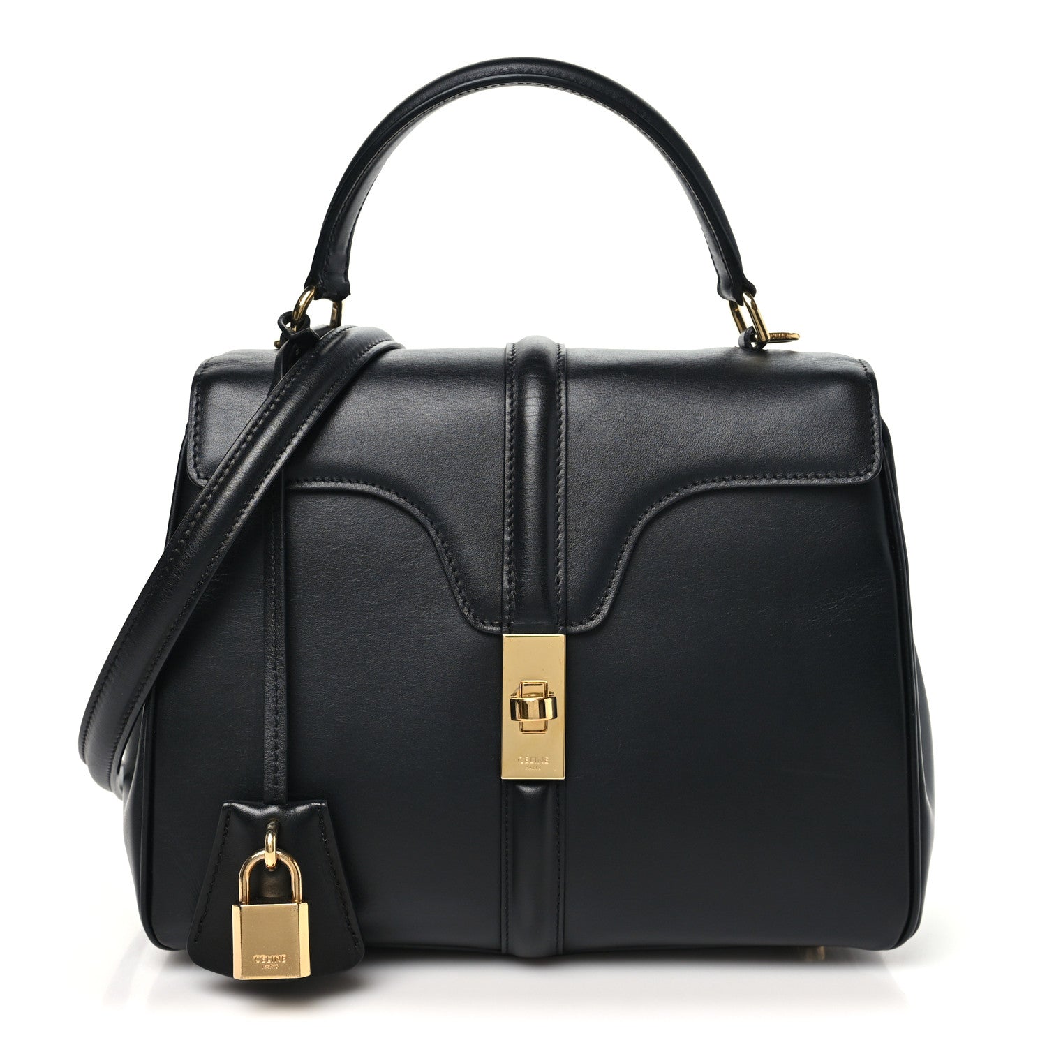 Celine Satinated Calfskin Small 16 Top Handle Bag Black 1 of 9