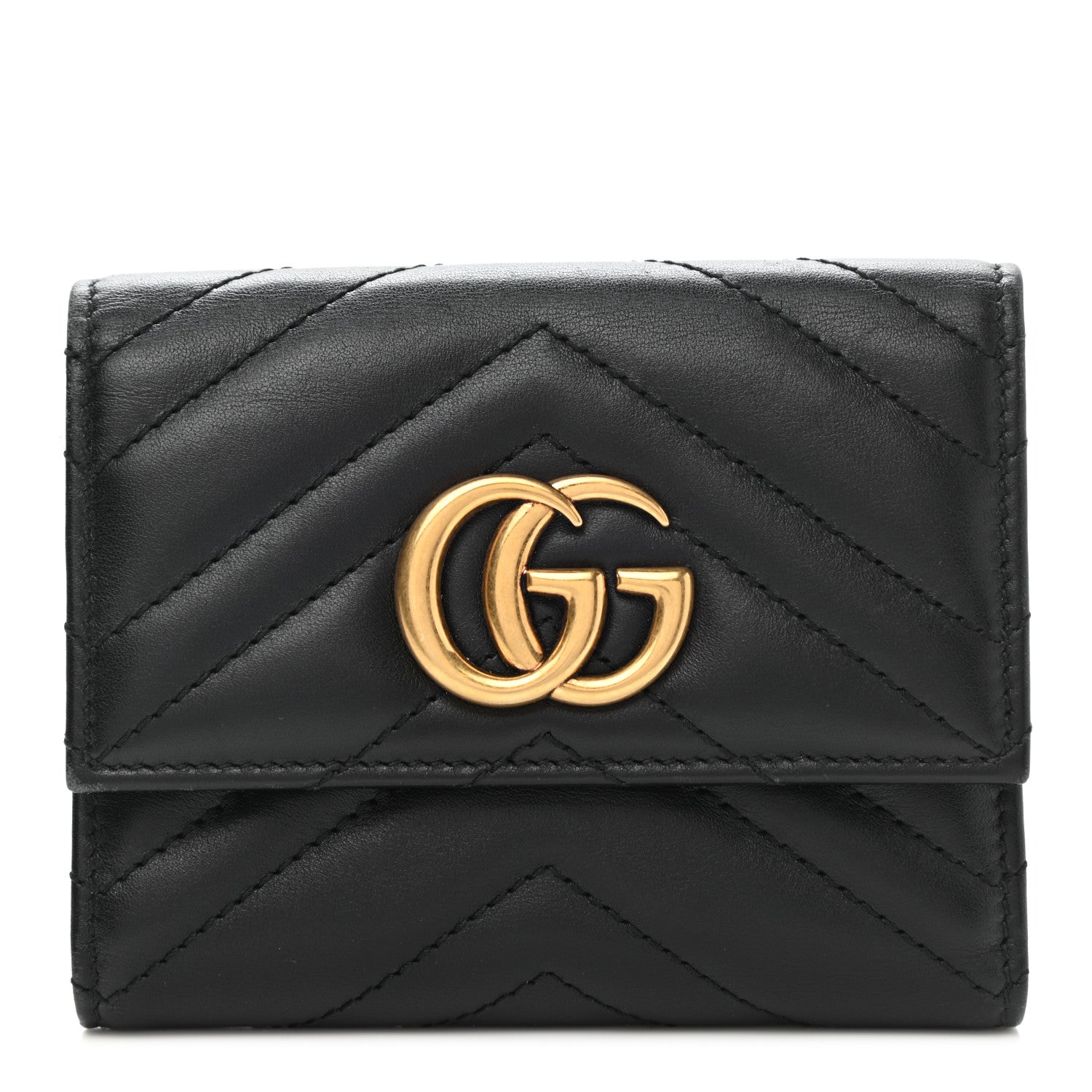 Gucci Calfskin Matelasse GG Marmont Wallet Black 1 of 11