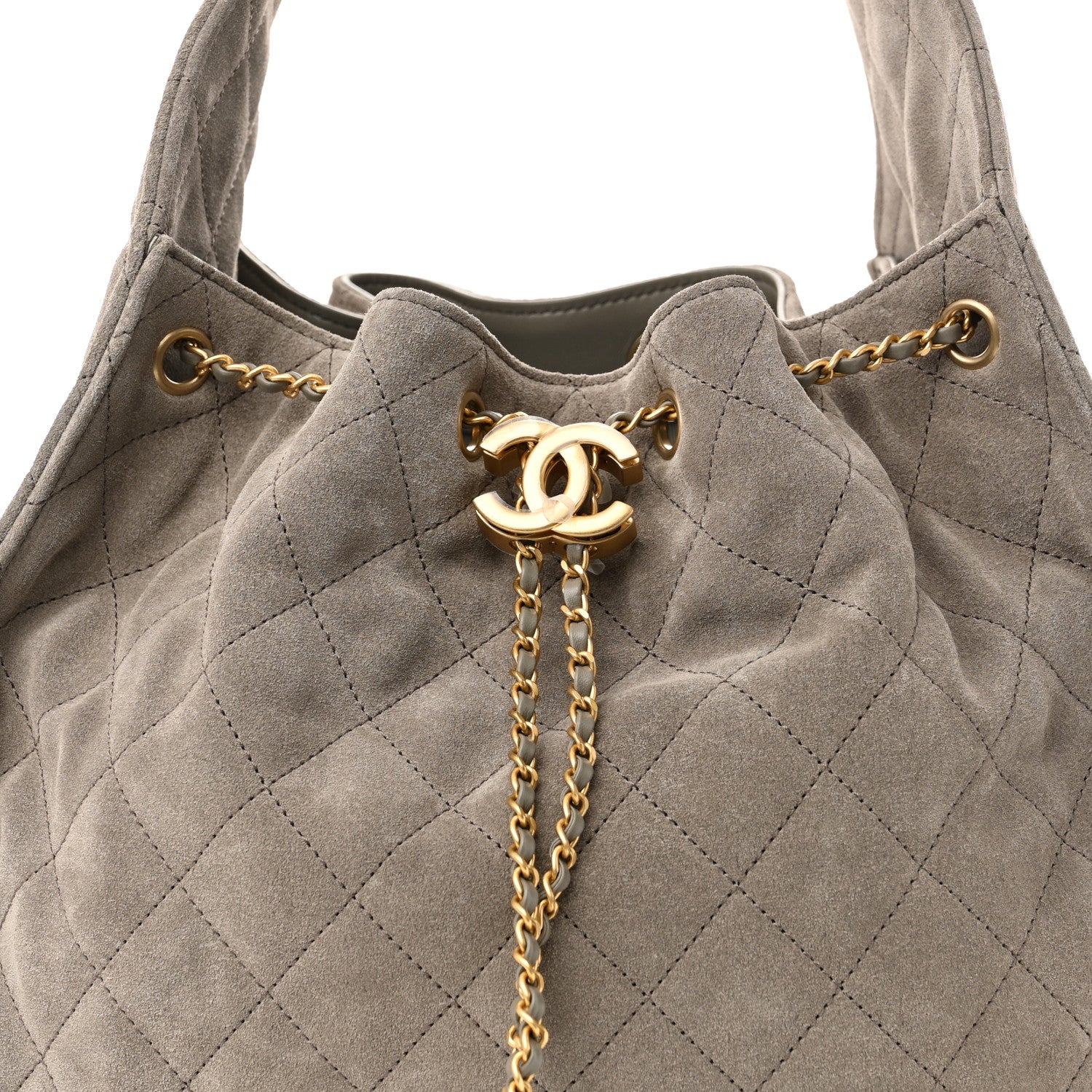 Chanel Suede Quilted Medium Chanel 25 Handbag Dark Grey 9 of 13