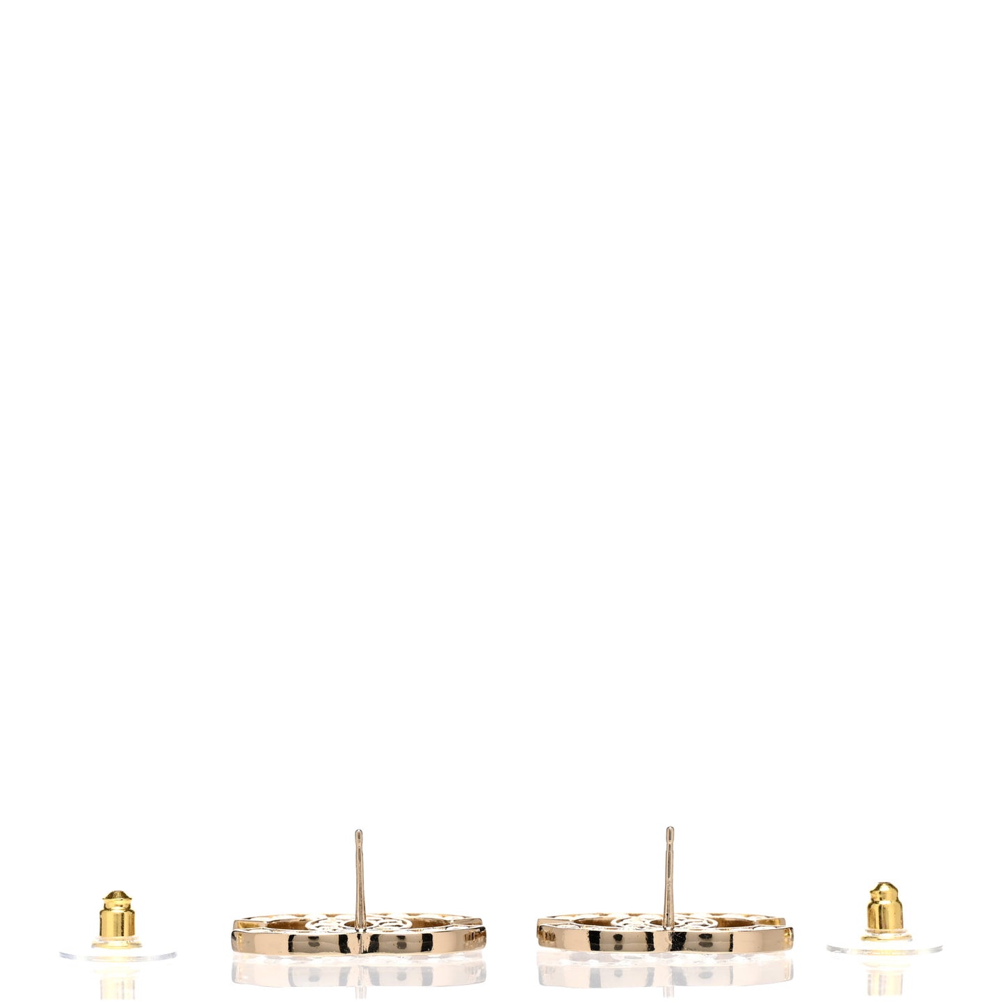 Metal Crystal Large CC Earrings Light Gold