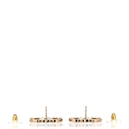 Chanel Metal Crystal Large CC Earrings Light Gold 3 of 5