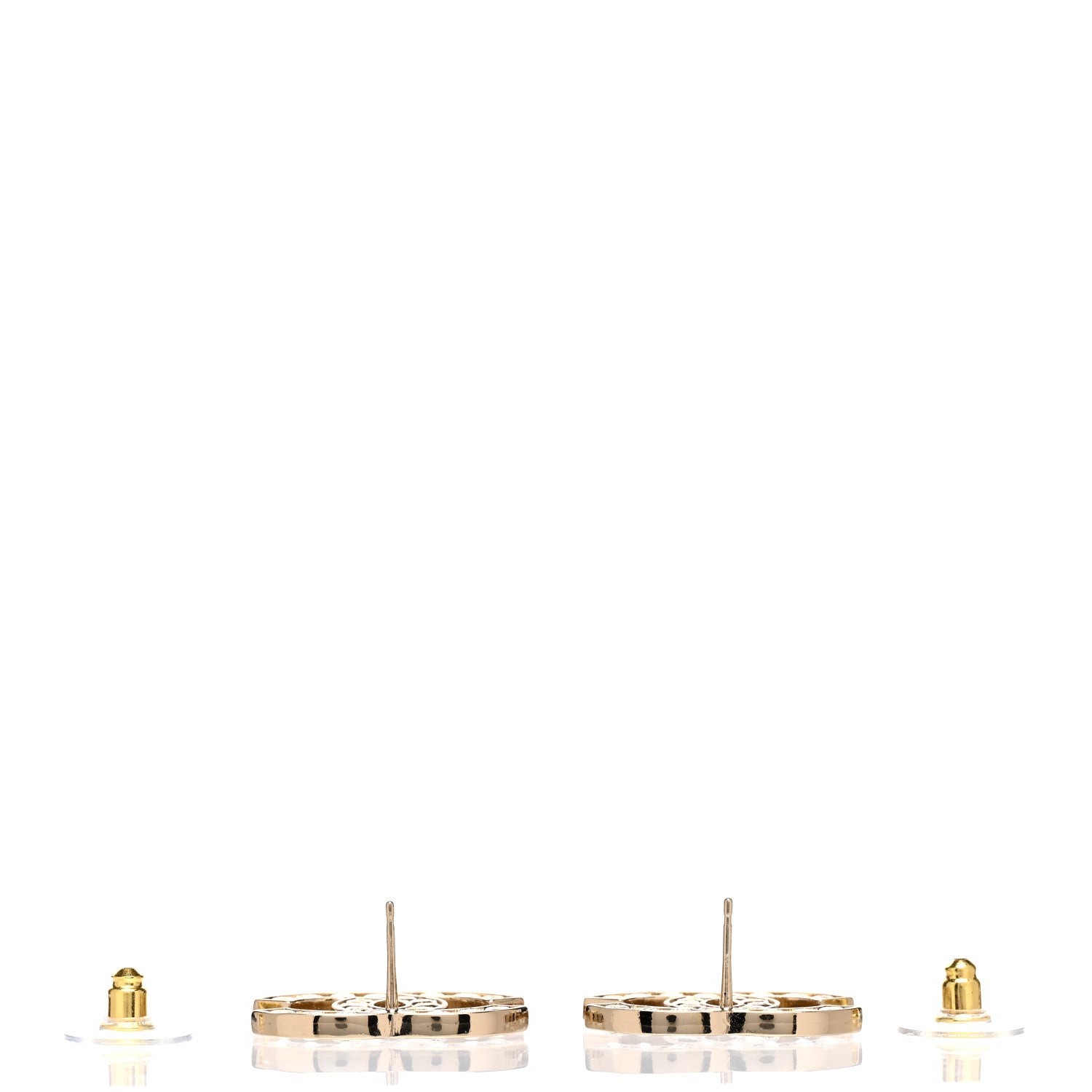 Chanel Metal Crystal Large CC Earrings Light Gold 3 of 5
