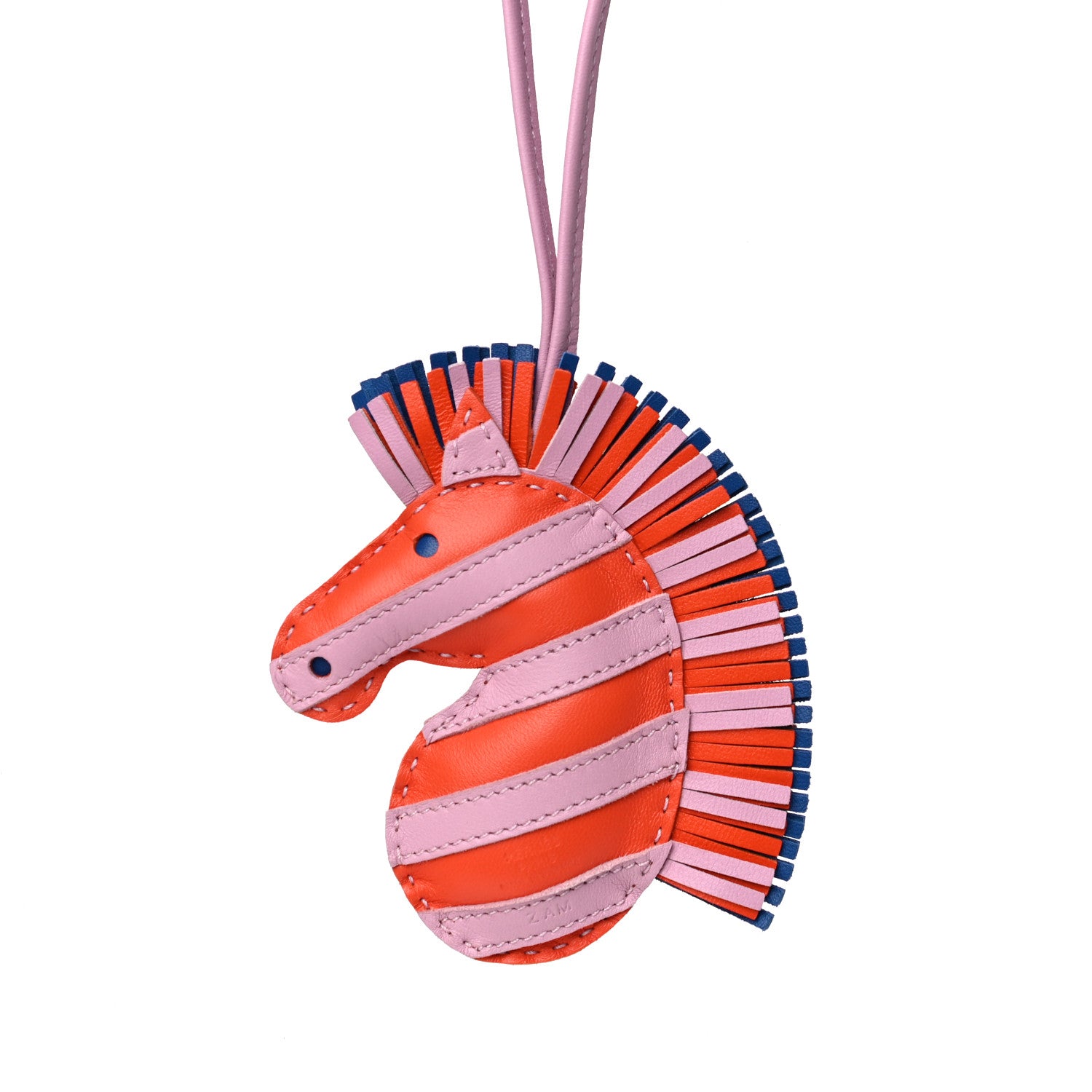 Hermes Milo Lambskin Geegee Savannah Bag Charm Orange Poppy Mauve Sylvestre Bleu de France 4 of 5