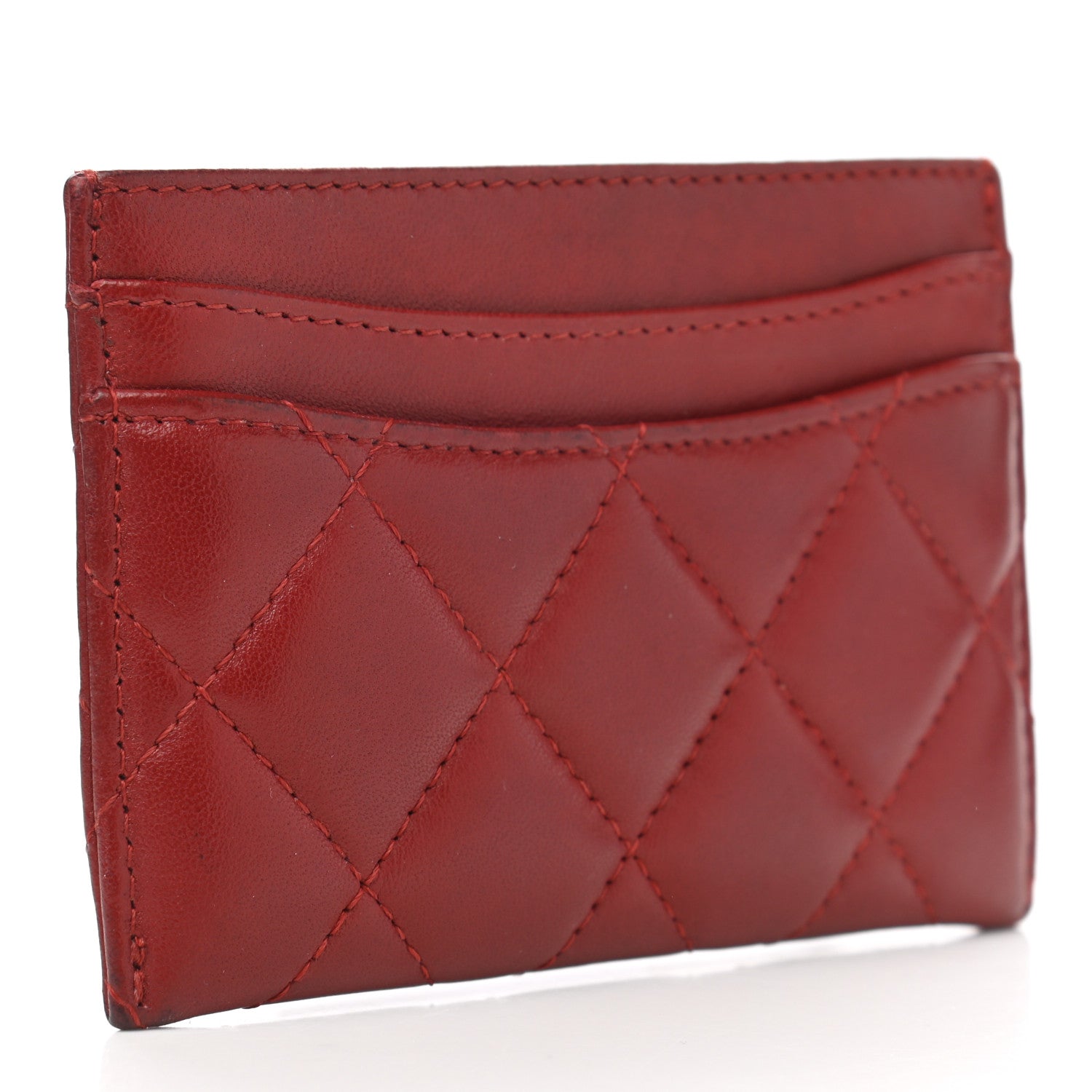 Chanel Lambskin Quilted Card Holder Red 3 of 9