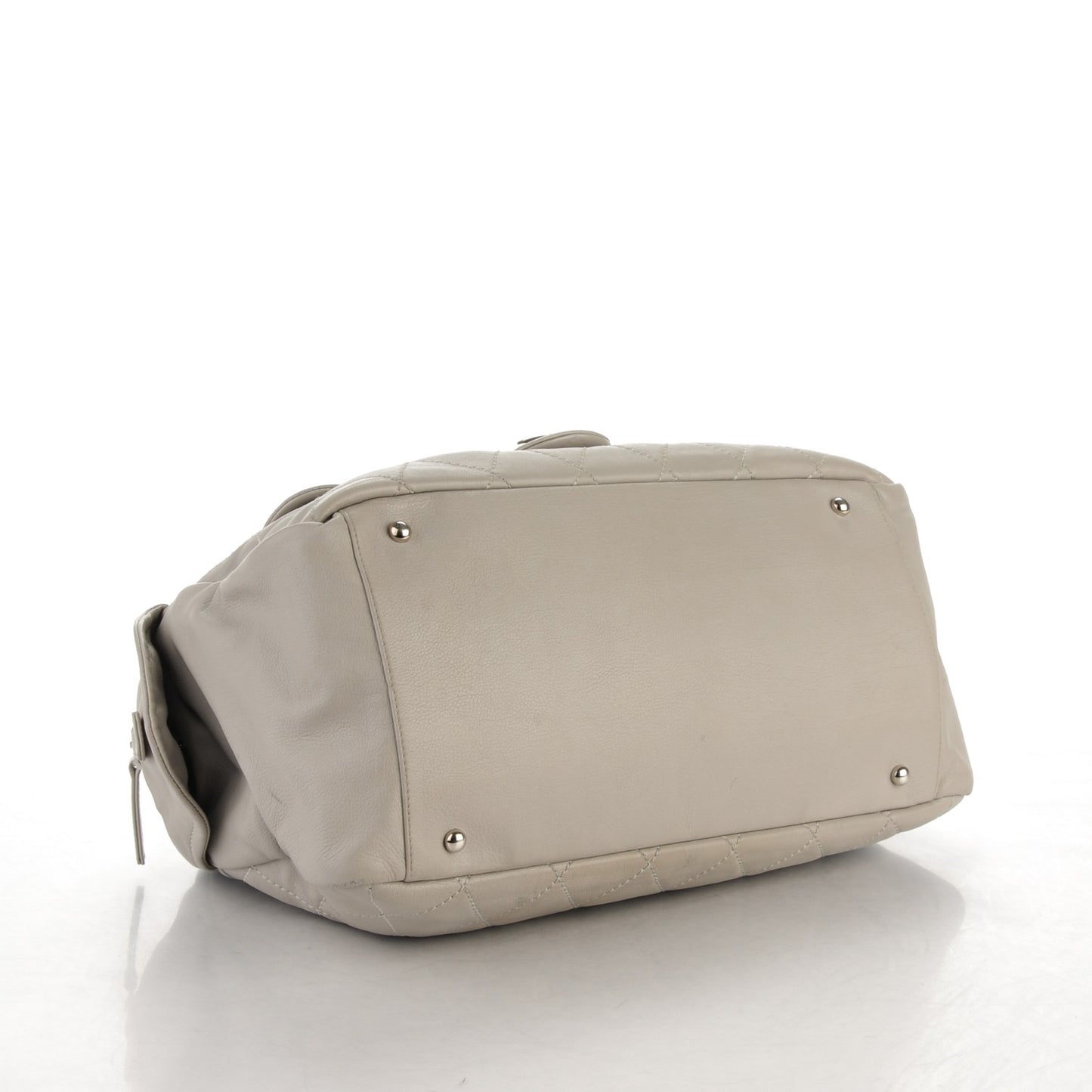 Calfskin Quilted Bowling Bag Grey