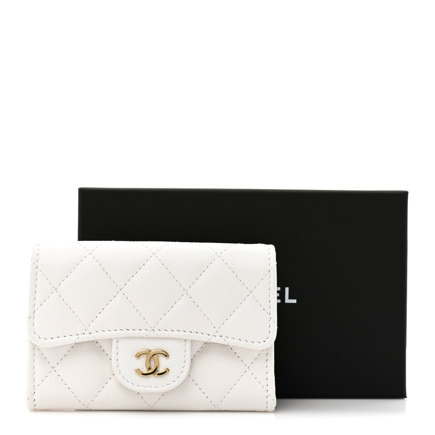 Chanel Caviar Quilted Flap Card Holder Wallet White 10 of 10