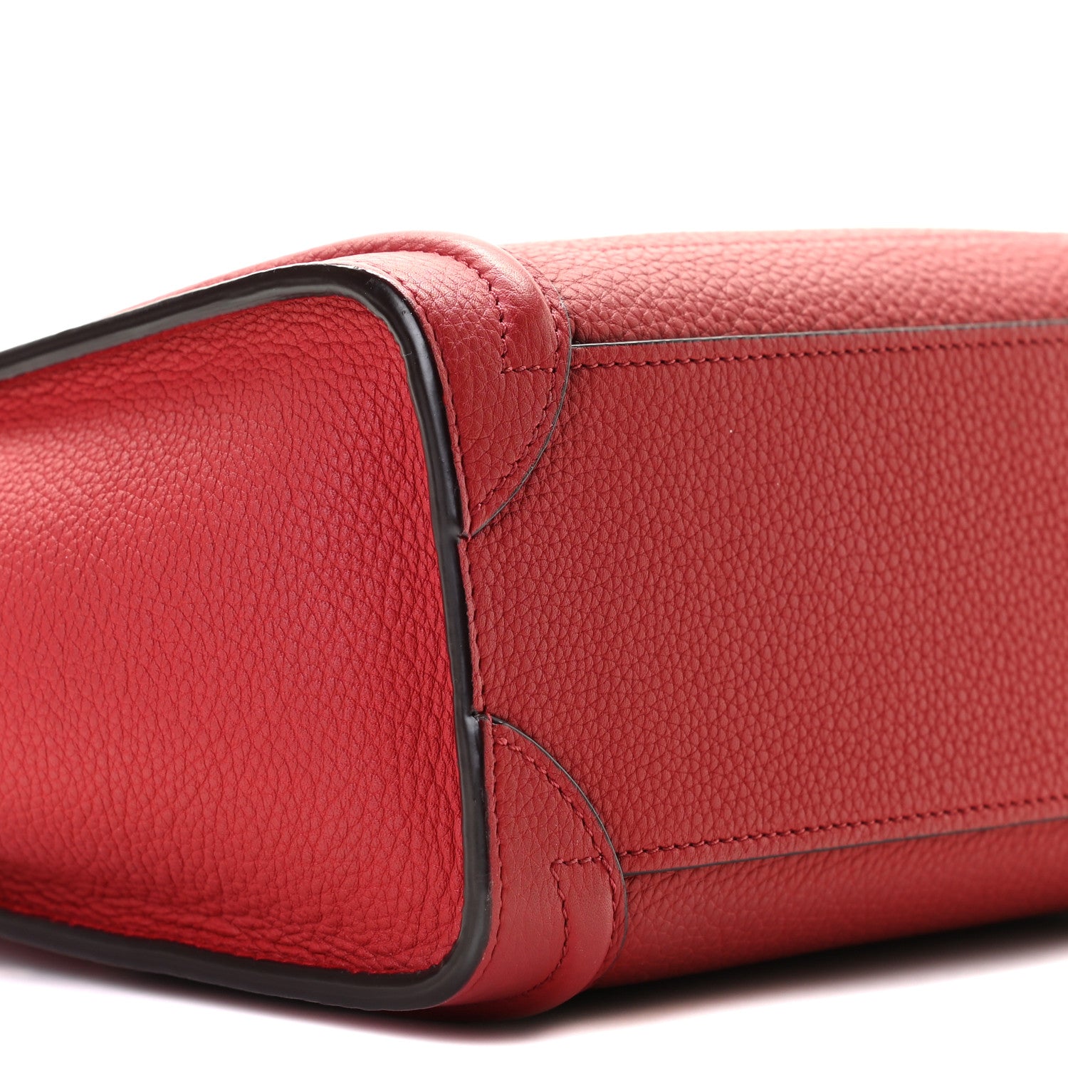 Celine Drummed Calfskin Nano Luggage Red 5 of 9