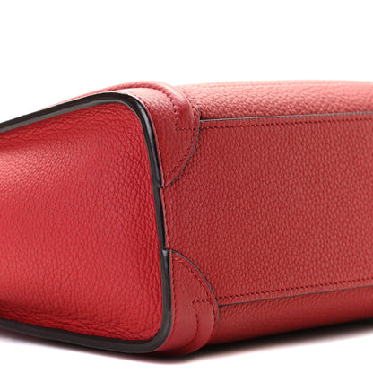 Celine Drummed Calfskin Nano Luggage Red 5 of 9