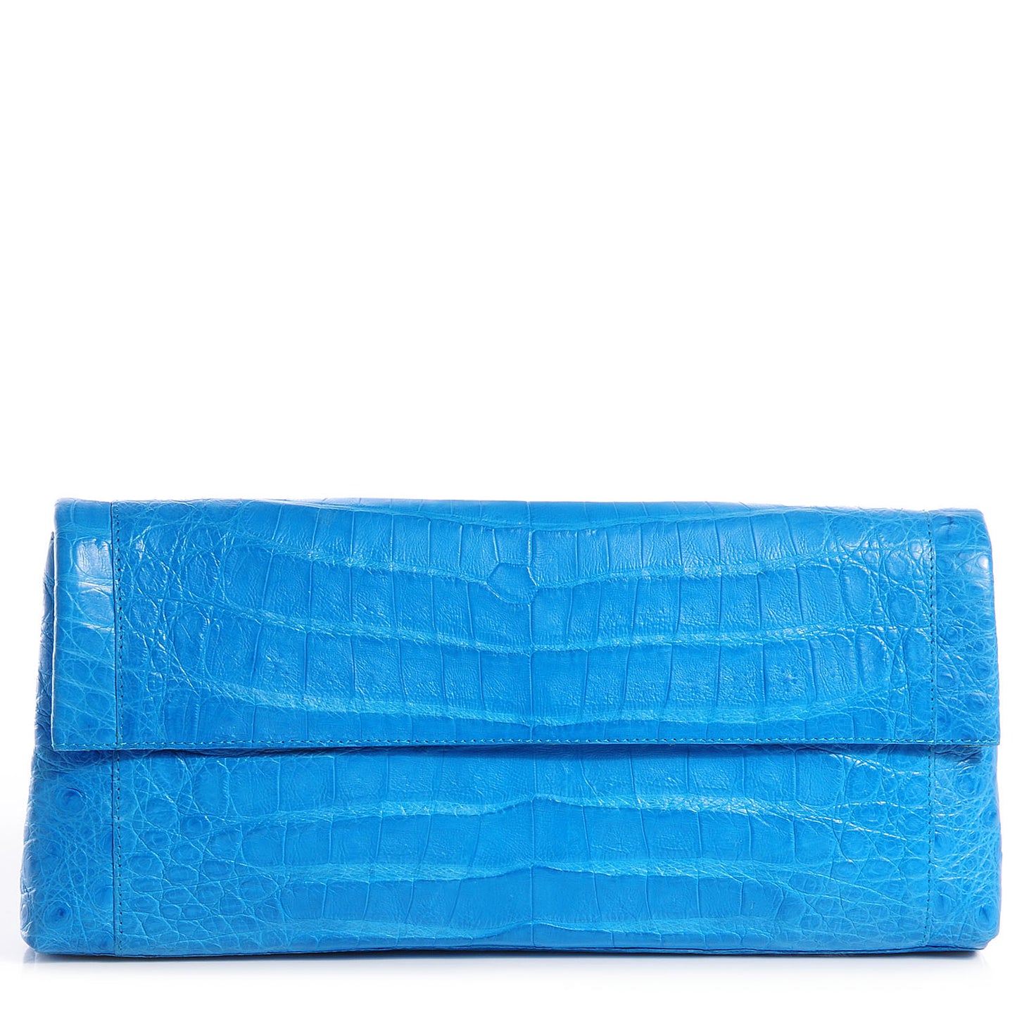 Crocodile Gotham Flap Clutch Ocean Blue