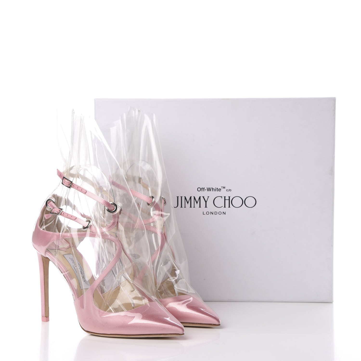 Jimmy Choo x OFF-WHITE Satin TPU Claire 100 Pumps 40 Pink 10 of 10