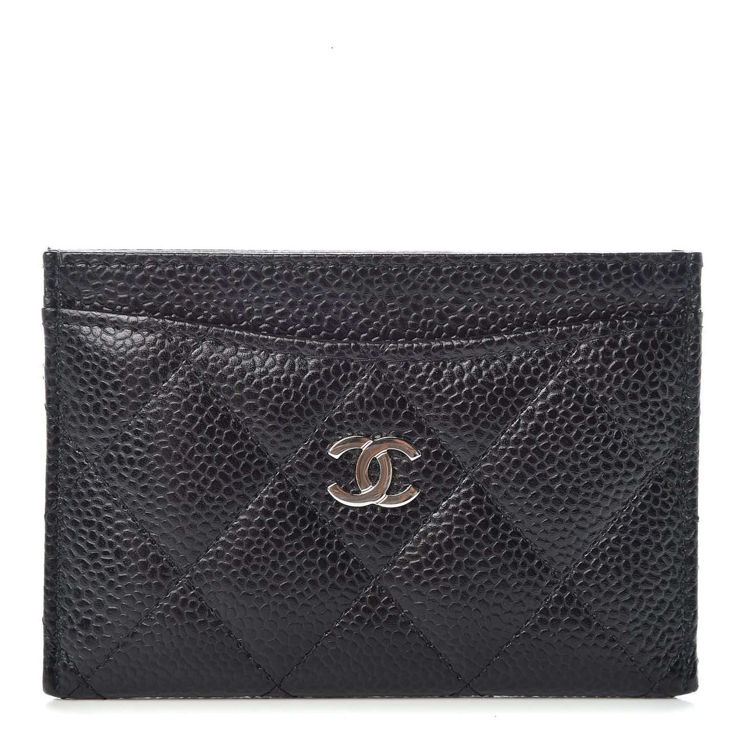 Caviar Quilted Card Holder Black
