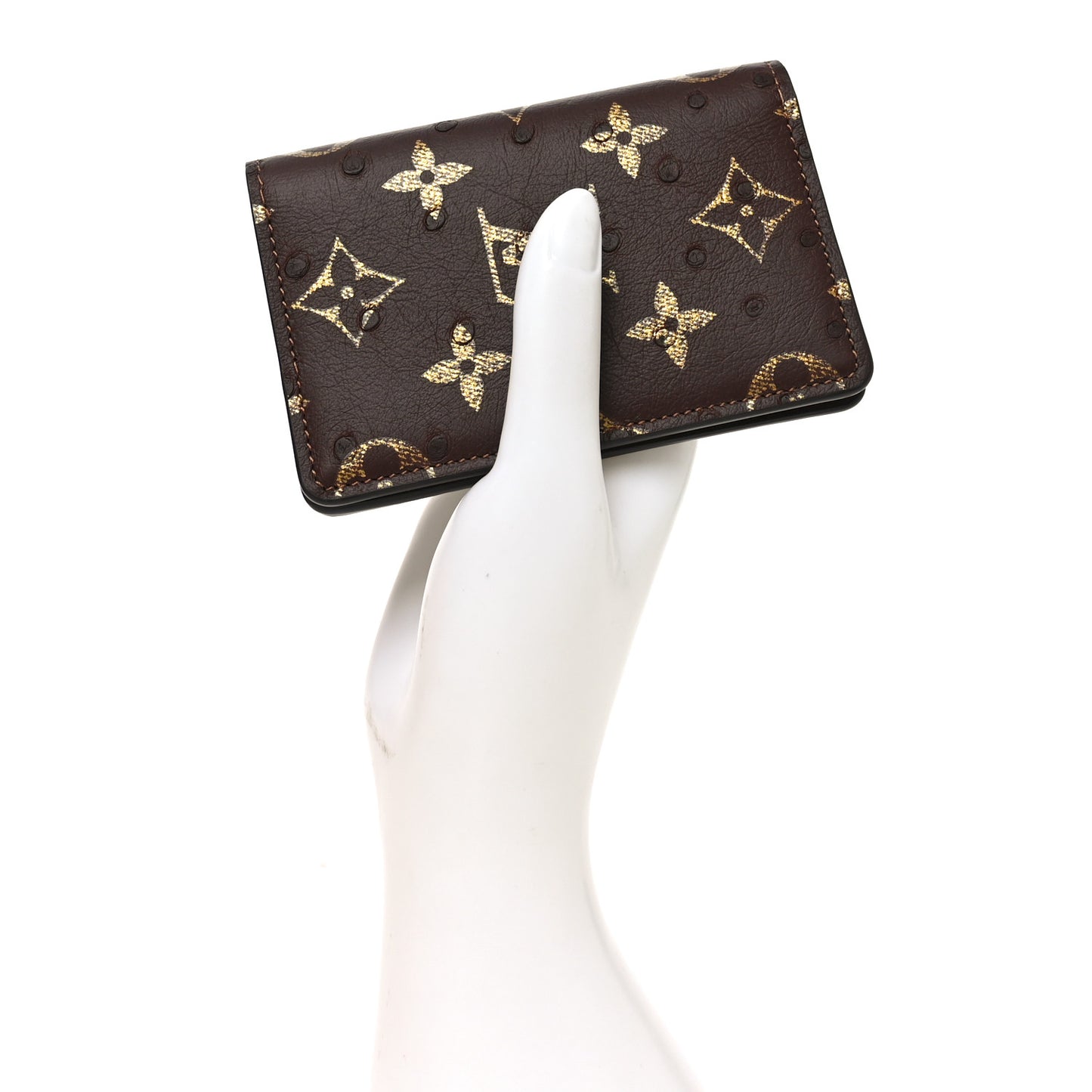 Ostrich Monogram Pocket Organizer NM