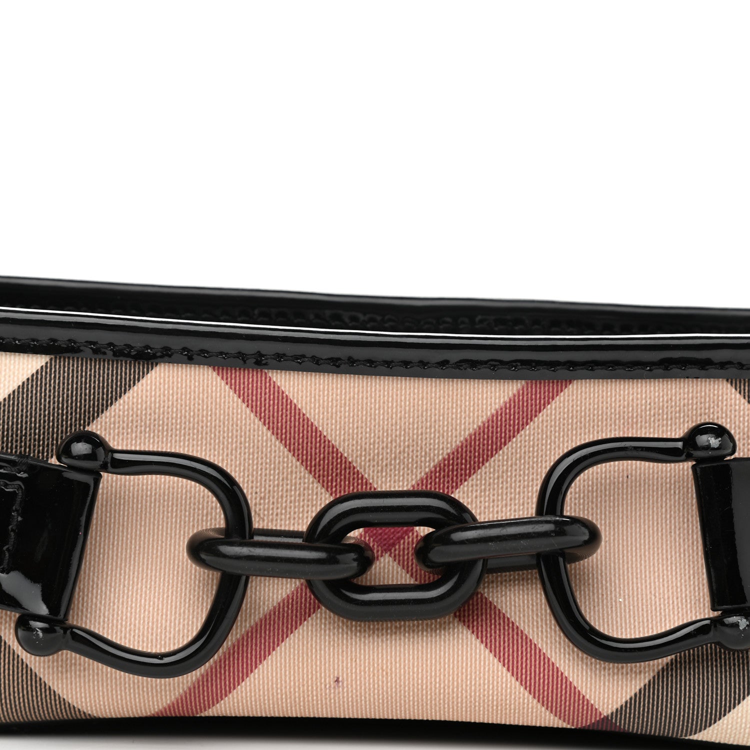 Burberry Patent Supernova Check Link Stirrup Small Bag Black 9 of 11