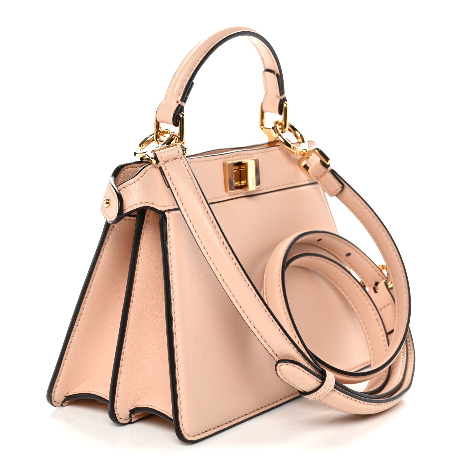 Fendi Shiny Nappa Plexiglass Petite Peekaboo I SEE U Satchel Light Rose 3 of 11