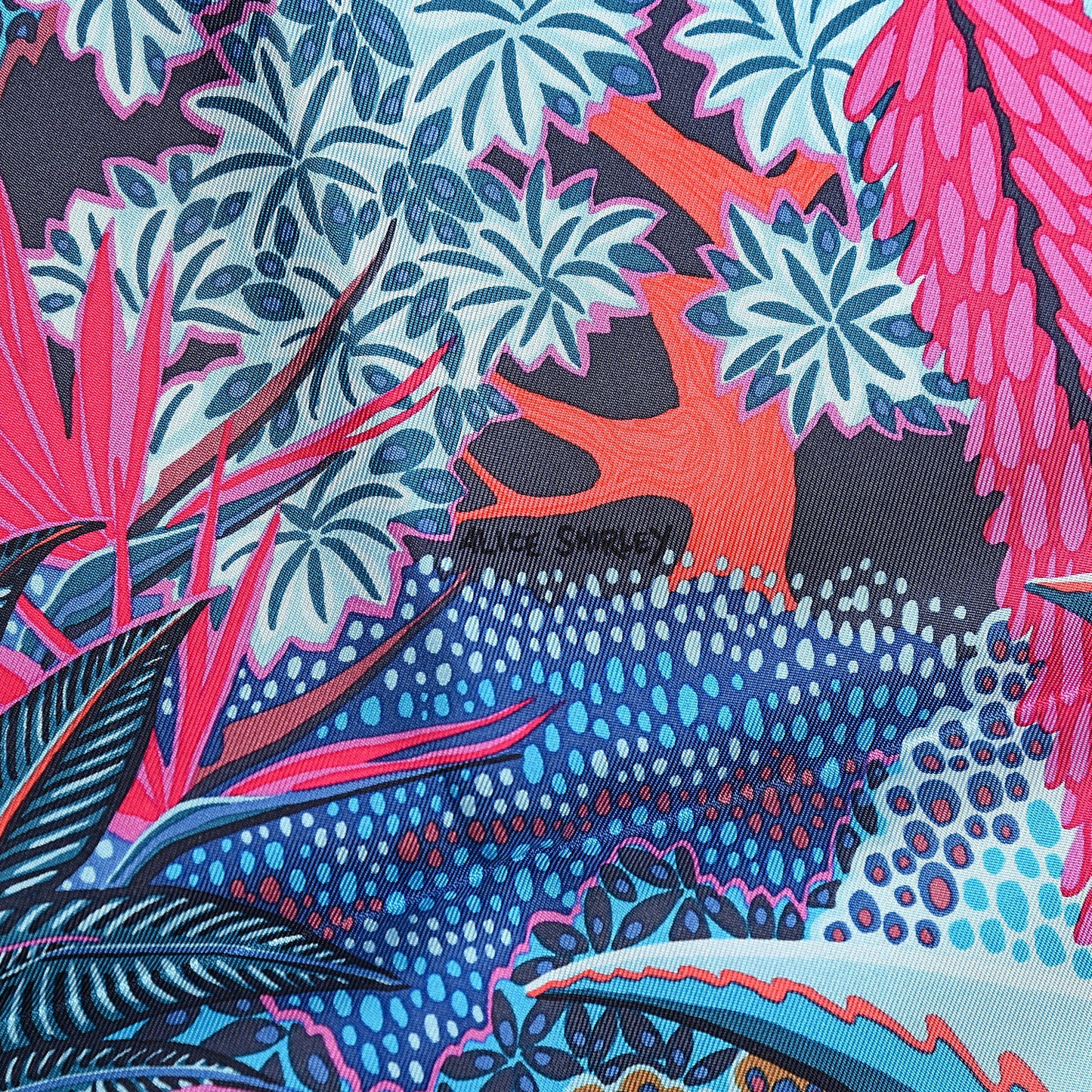 Silk Mountain Zebra Scarf 90 Turquoise Fuchsia Cobalt