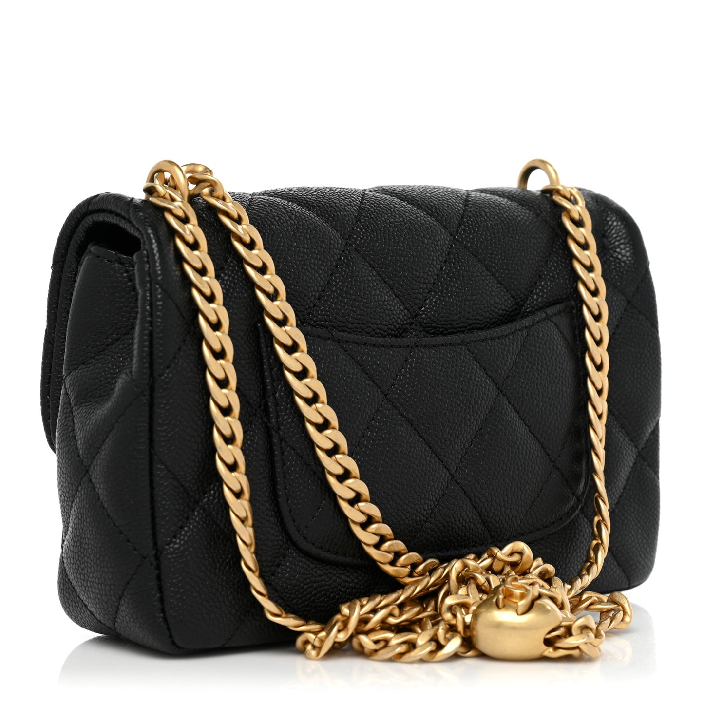 Caviar Quilted Mini Sweetheart Rectangular Flap Black