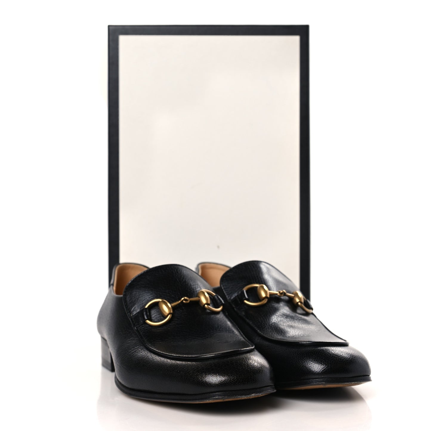 Goatskin Womens Horsebit Mid-Heel Loafers 37.5 Black