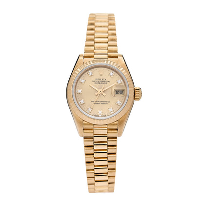 Rolex 18K Yellow Gold Diamond 26mm Datejust President Watch Champagne 69178 1 of 4